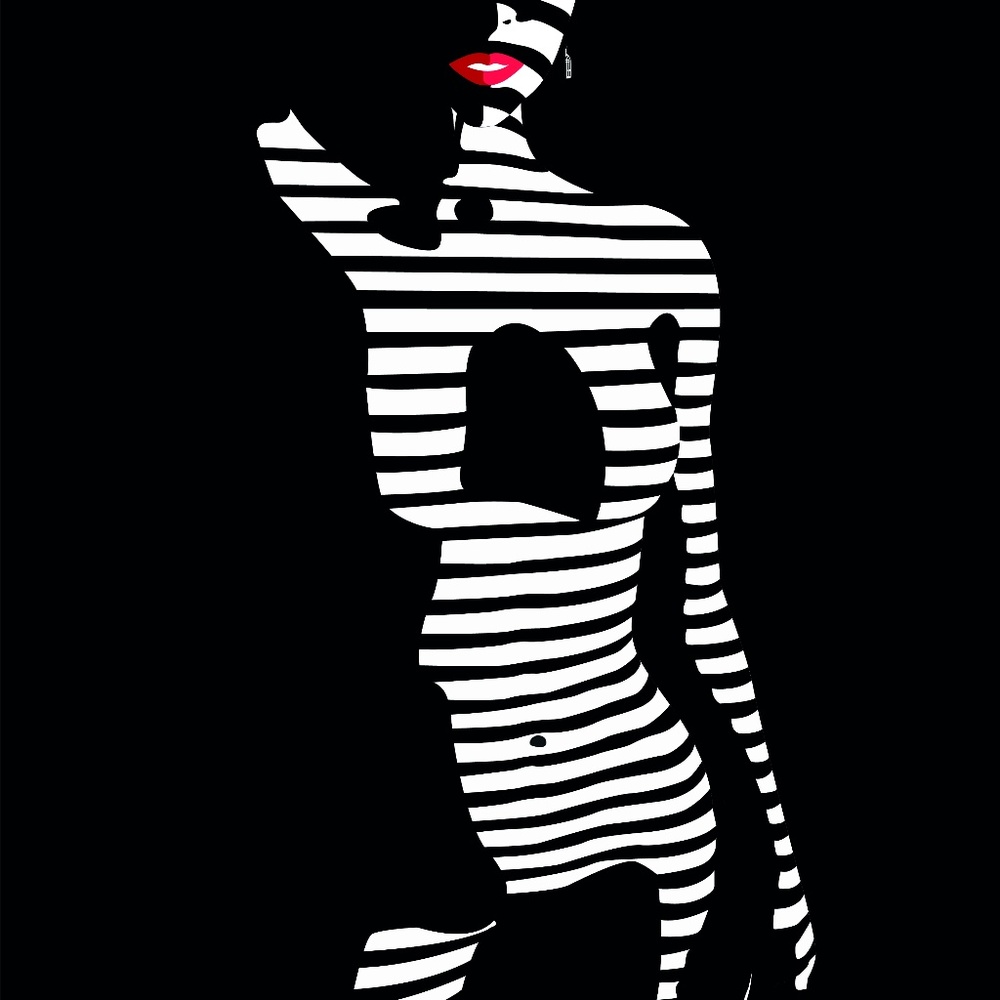 Black and white poster of nude woman with shadows